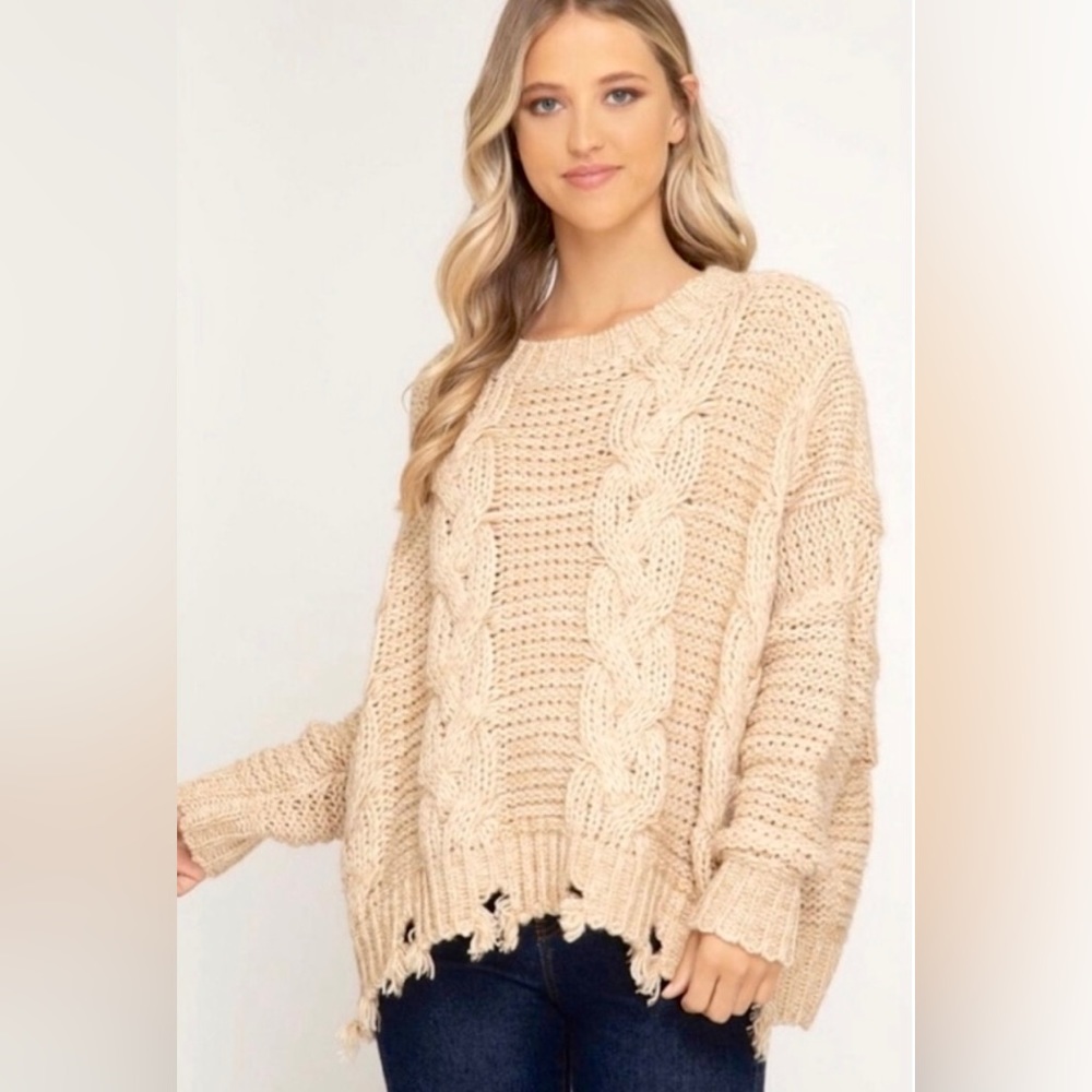 HYFVE Cable Knit Sweater in Cream/Beige
